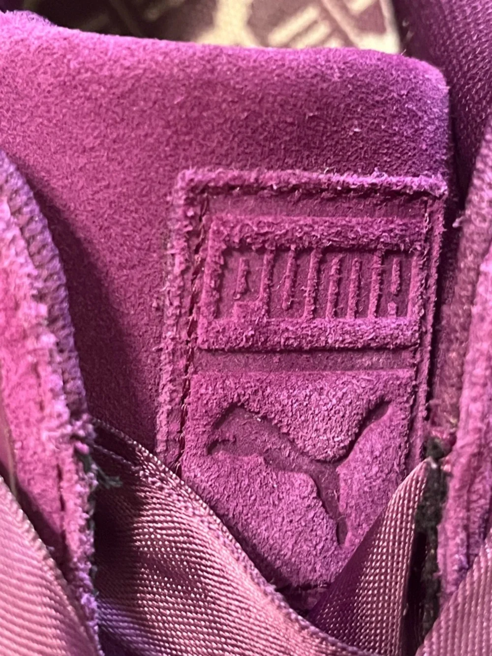 Puma Women's Suede Sneakers - Purple with Gold Accent - Picture 8 of 12